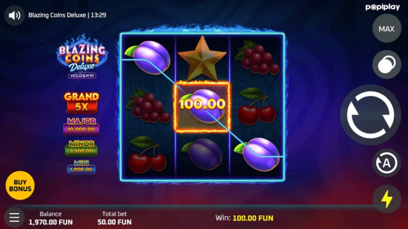 Blazing Coins Deluxe Basisspiel-Gewinn